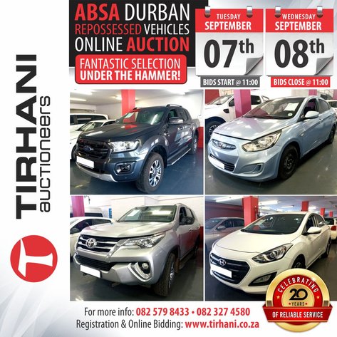 Image for ABSA DURBAN REPOSSESSED VEHICLES ONLINE AUCTION