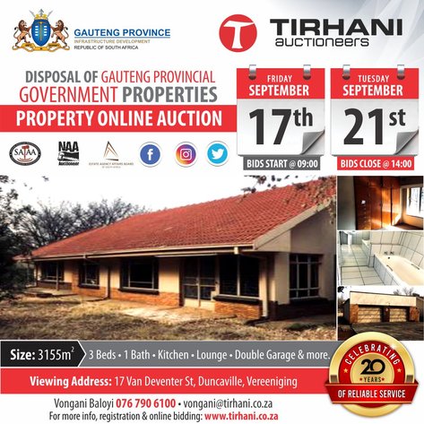 Image for DISPOSAL OF GAUTENG PROVINCIAL GOVERNMENT PROPERTIES ONLINE AUCTION