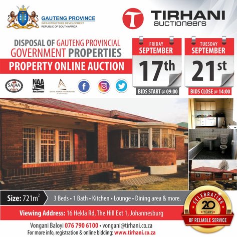 Image for DISPOSAL OF GAUTENG PROVINCIAL GOVERNMENT PROPERTIES ONLINE AUCTION