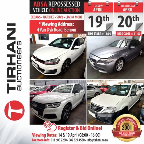 Image for ABSA REPOSSESSED VEHICLES ONLINE AUCTION (VAN DYK ROAD BENONI)
