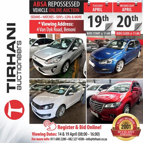 Image for ABSA REPOSSESSED VEHICLES ONLINE AUCTION (VAN DYK ROAD BENONI)