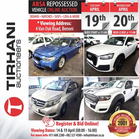 Image for ABSA REPOSSESSED VEHICLES ONLINE AUCTION (VAN DYK ROAD BENONI)