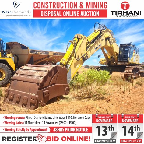 Image for PETRA FINSCH DIAMONDS – CONSTRUCTION AND MINING DISPOSAL ONLINE AUCTION.