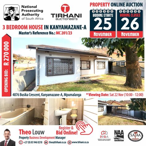 Image for 3 BEDROOM HOUSE IN KANYAMAZANE-A | ONLINE AUCTION