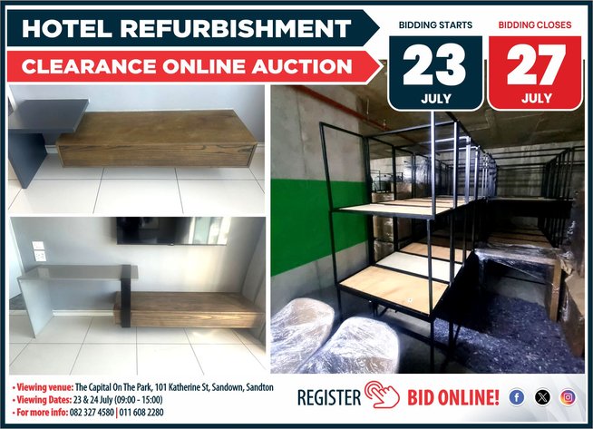 Image for HOTEL REFURBISHMENT CLEARANCE ONLINE AUCTION | 23-27 JULY 2026