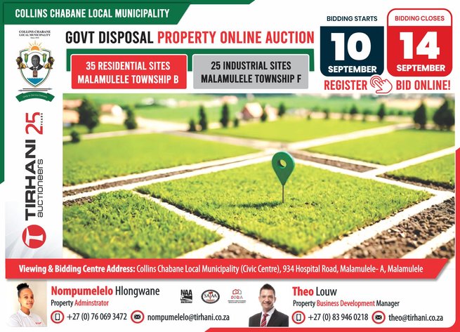 Image for GOVERNMENT DISPOSAL PROPERTY ONLINE AUCTION | COLLINS CHABANE LOCAL MUNICIPALITY | 10-14 SEPTEMBER 2026