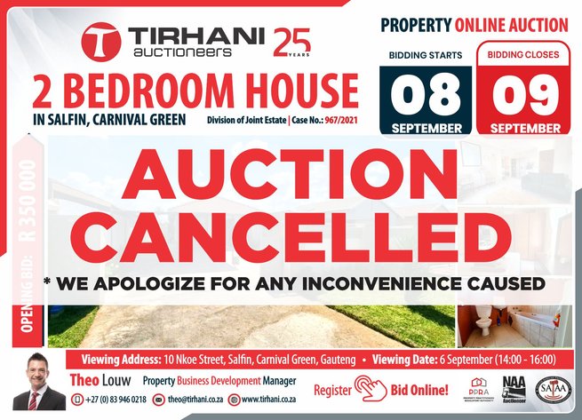 Image for 2 Bedroom House in Salfin, Boksburg | Division of Joint Estate Online Auction | 08-09 September 2026