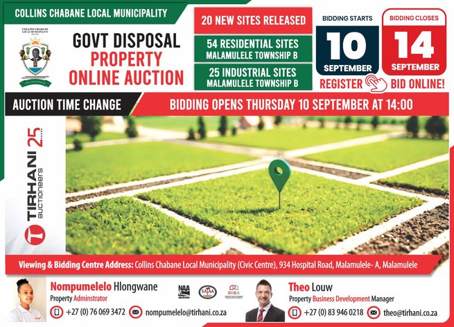 Image for GOVERNMENT DISPOSAL PROPERTY ONLINE AUCTION | COLLINS CHABANE LOCAL MUNICIPALITY | 10-14 SEPTEMBER 2026