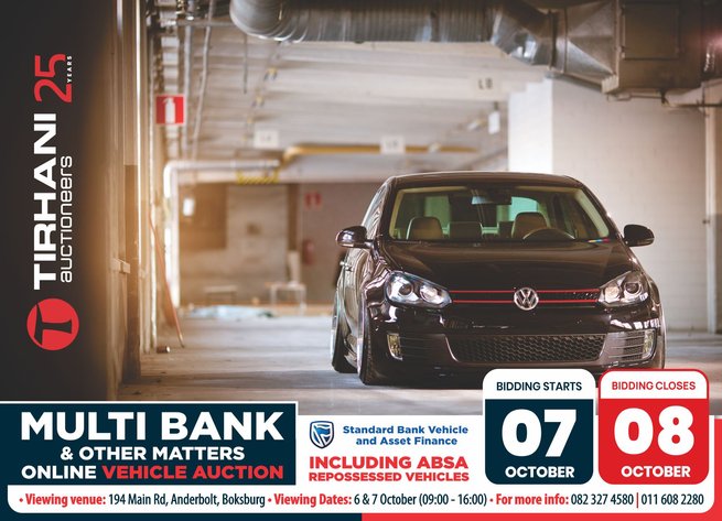 Image for MULTI BANK &  OTHER MATTERS ONLINE VEHICLE AUCTION | 07- 08 OCTOBER 2026