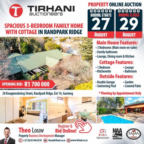 Image for SPACIOUS 3-BEDROOM FAMILY HOME WITH COTTAGE IN RANDPARK RIDGE ONLINE AUCTION