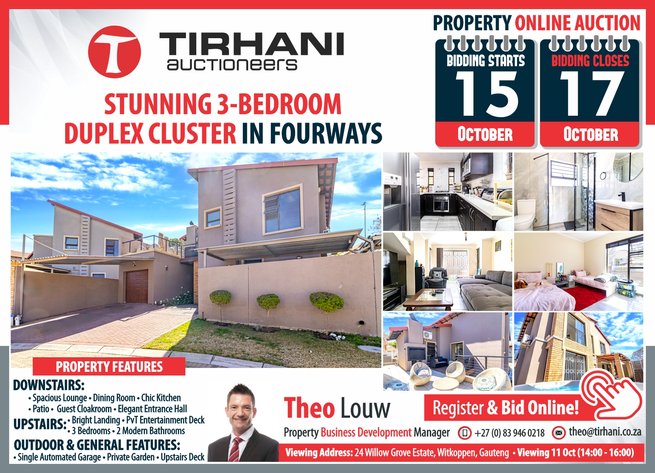 Image for 3 BEDROOM DUPLEX CLUSTER FOR SALE IN FOURWAYS ONLINE AUCTION