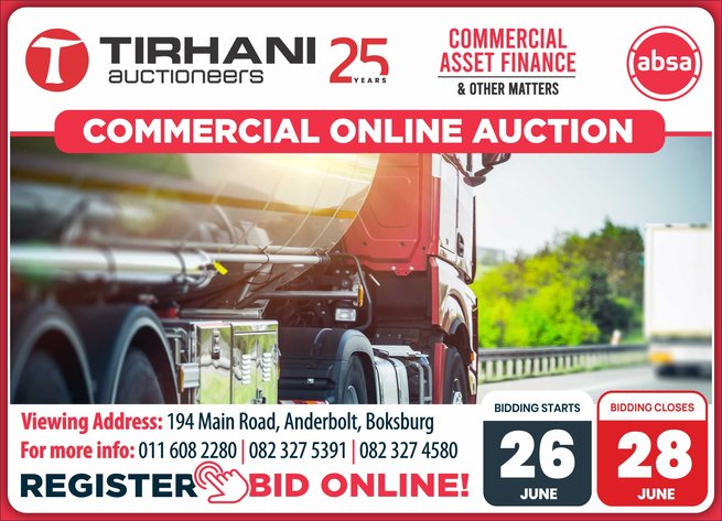 Image for ABSA CAF (COMMERCIAL ASSET FINANCE) & OTHER MATTERS | ONLINE AUCTION 26 -28 MAY 2026