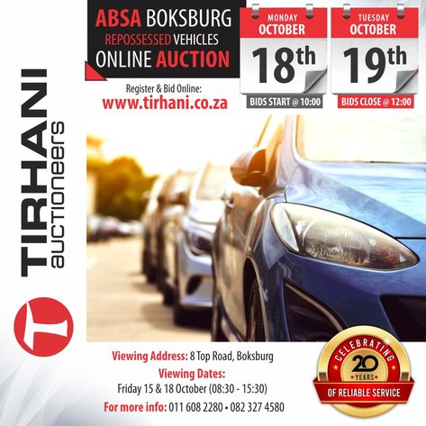 Image for ABSA BOKSBURG REPOSSESSED VEHICLES ONLINE AUCTION
