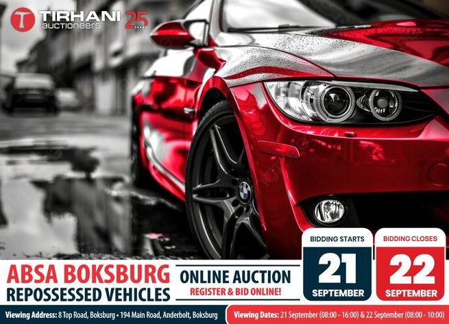 Image for ABSA BOKSBURG REPOSSESSED VEHICLES ONLINE AUCTION | 21-22 SEPTEMBER 2026