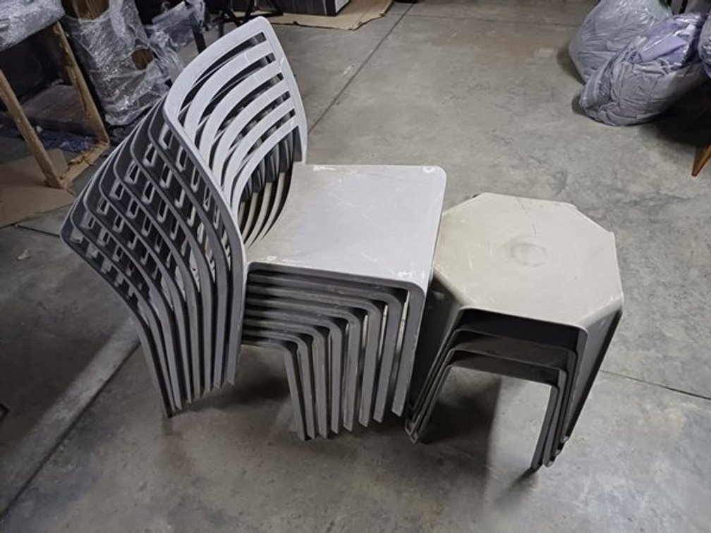 PATIO FURNITURE - 8 PATIO CHAIRS AND 4  PATIO TABLES