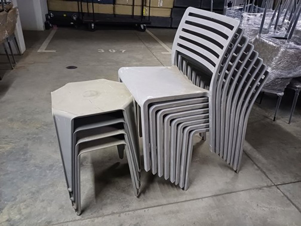 PATIO FURNITURE - 8 PATIO CHAIRS AND 4  PATIO TABLES