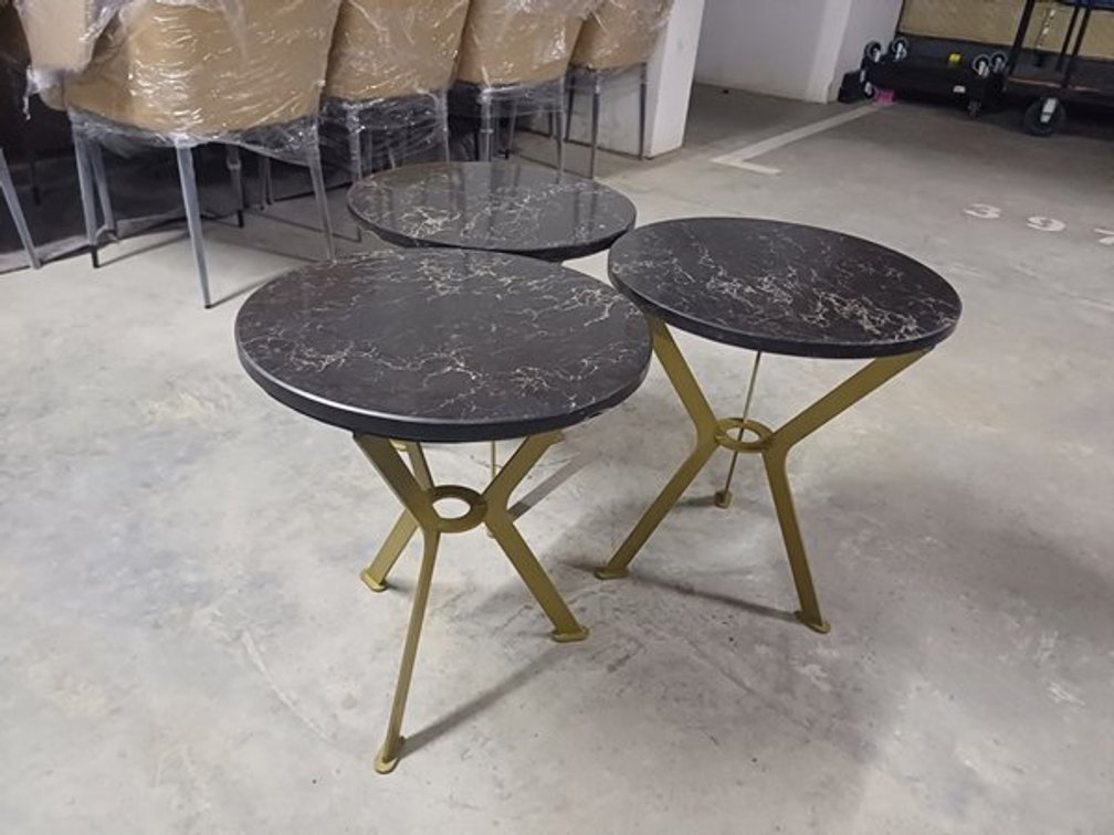 BLACK ROUND COUCH SIDE TABLE X3