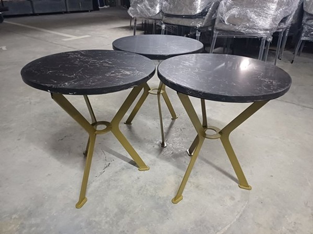 BLACK ROUND COUCH SIDE TABLE X3