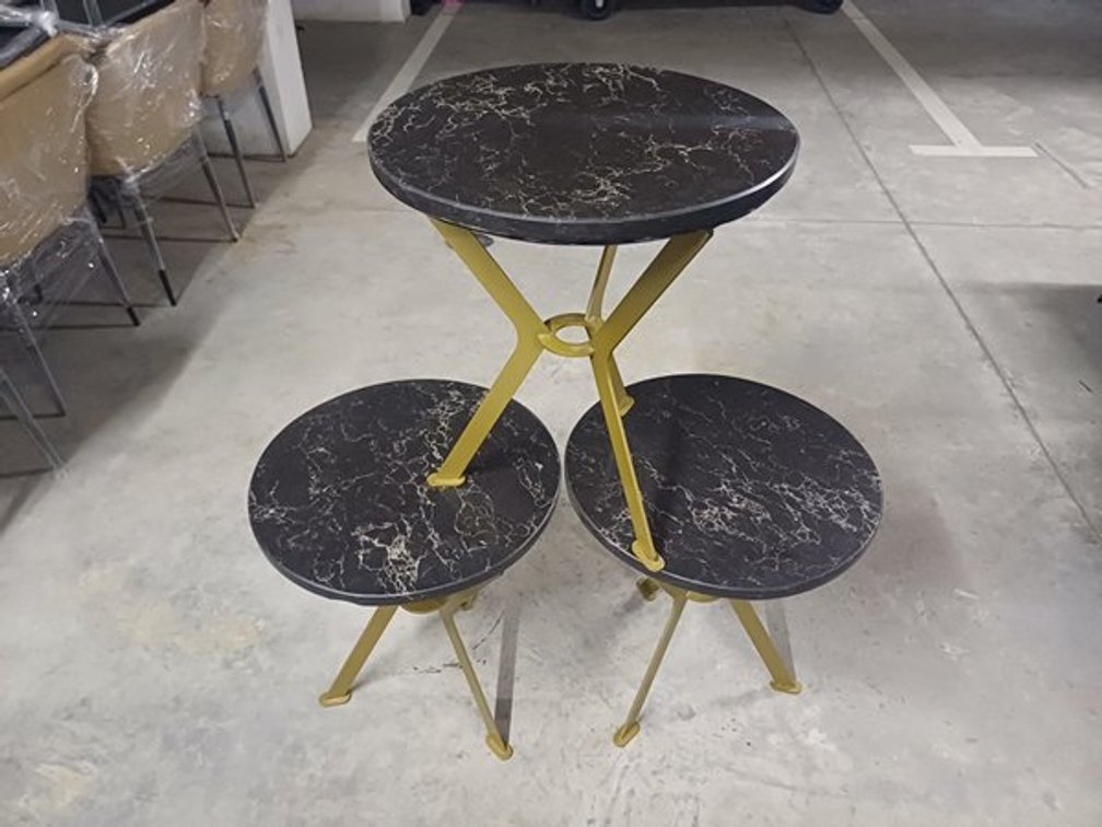 BLACK ROUND COUCH SIDE TABLE X3