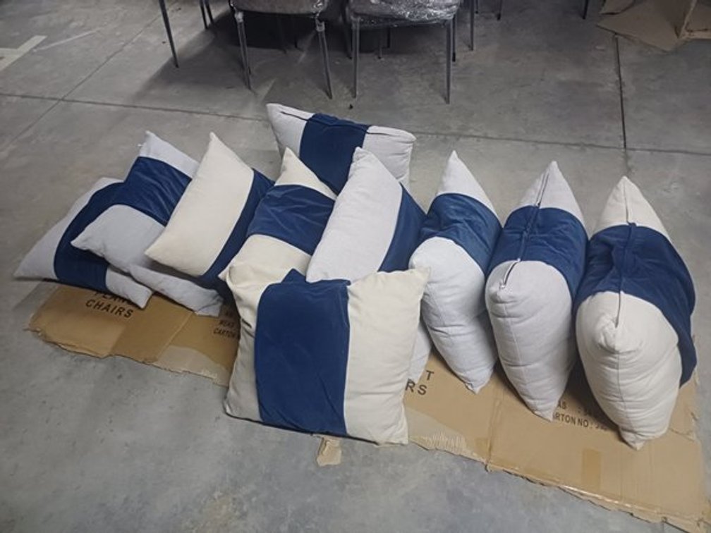 COUCH SCATTERS BIG - FAWN & BLUE LINE  X10