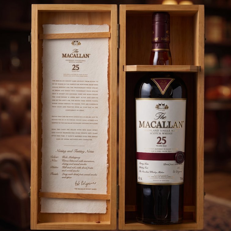 The Macallan 25YR Sherry Oak - Pre-2018 Bob Dalgarno Release - Highland Single Malt Scotch Whisky