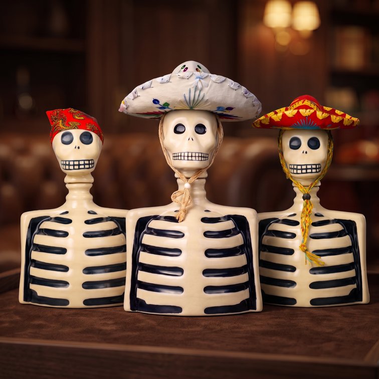 Los Azulejos Skelly Set - Blanco, Reposado & Añejo Tequila