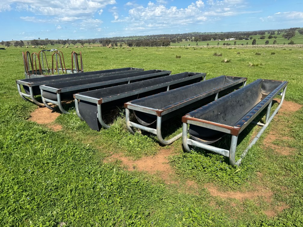 5 x CUSTOM LIVESTOCK FEED / SUPPLEMENT TROUGHS