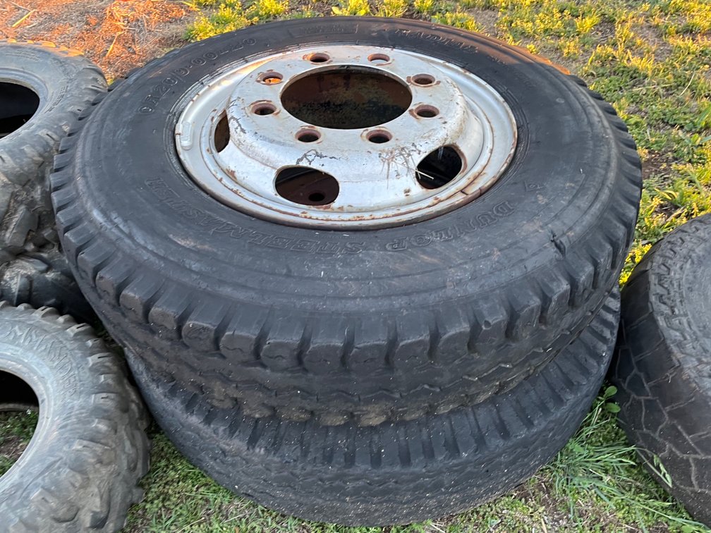 2 x ISUZU 8 STUD STEEL RIMS & TYRES