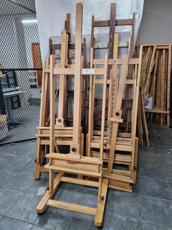 Nine Large Wooden Studio Easels – About 180 cm High