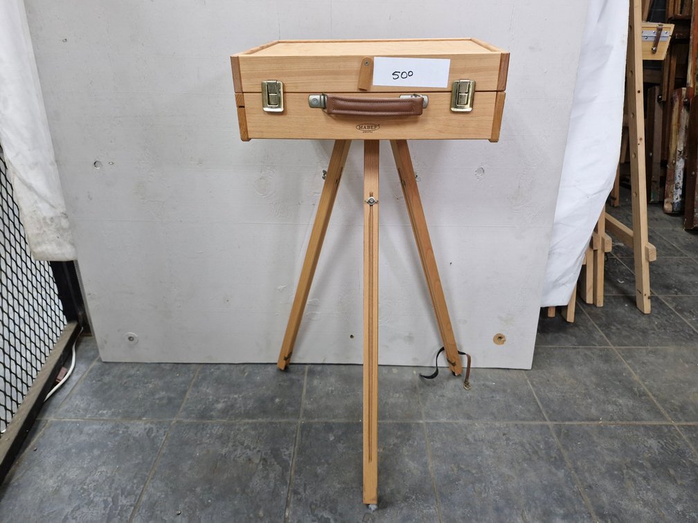 Wooden Tripod Artist Box Easel with Large Paint Assortment