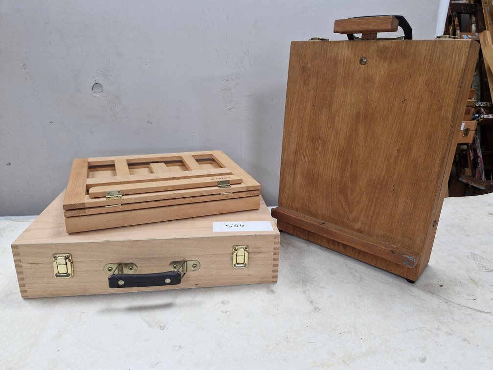 Three Primart and Mixed Wooden Studio Easel Sets