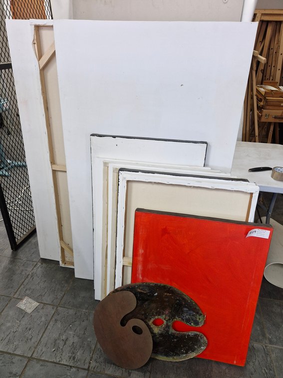 11 Assorted Artist Canvases / Panels – mixed sizes from about 60 x 76 cm to 90 x 150 cm