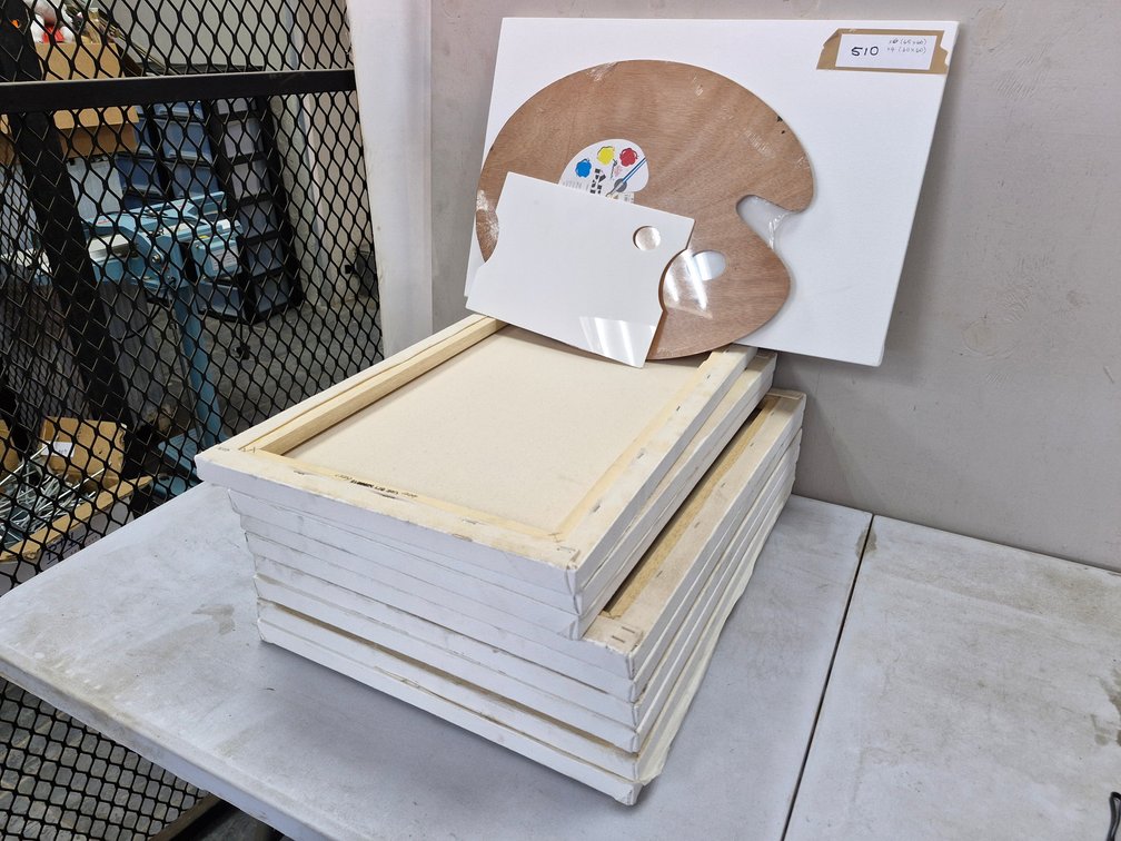 10 Assorted Artist Canvases / Panels – six about 45 x 60 cm and four about 40 x 60 cm