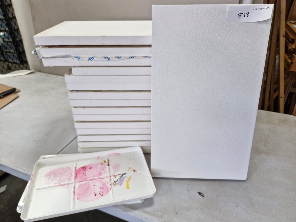 15 Assorted Artist Canvases / Panels – about 30 x 45 cm