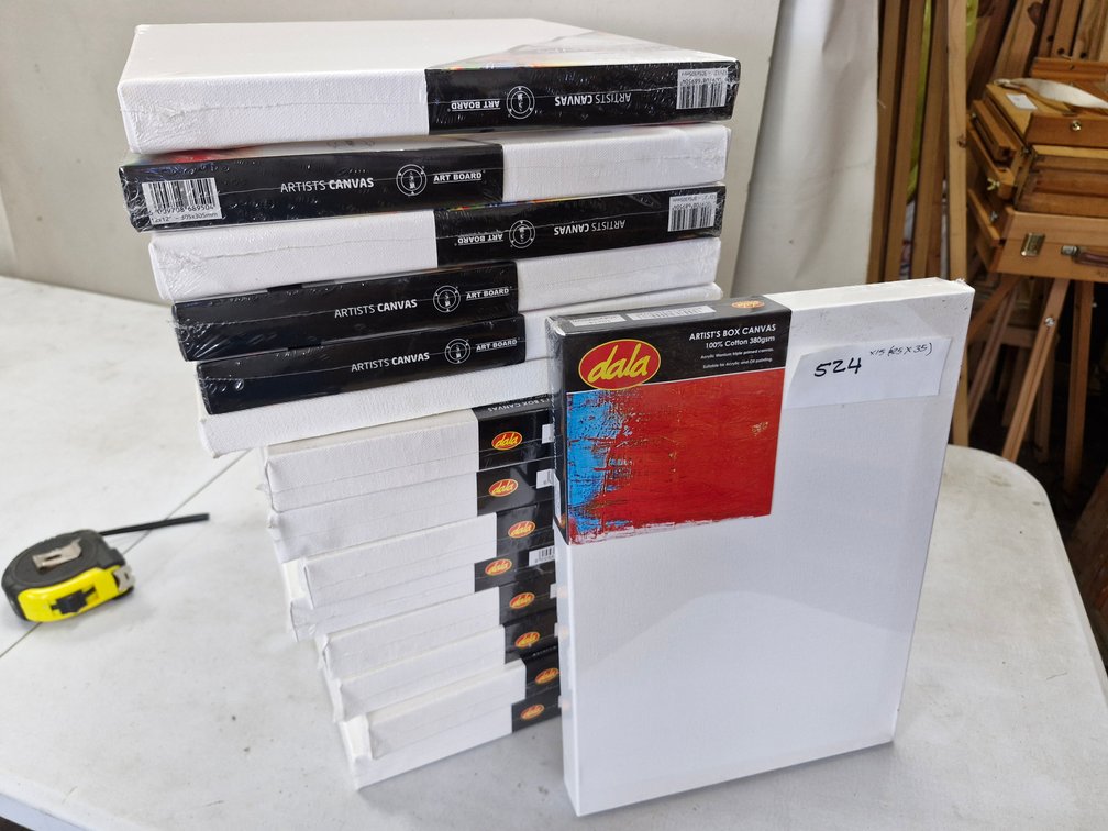 15 Assorted Artist Canvases / Panels – about 25 x 35 cm