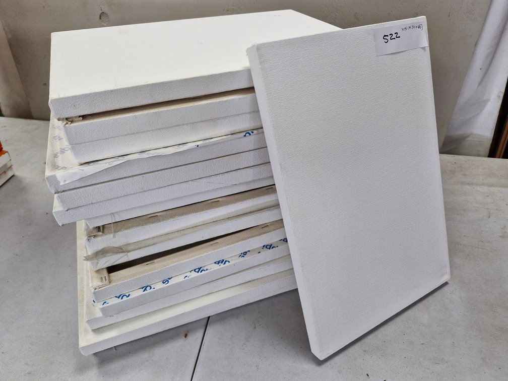 15 Assorted Artist Canvases / Panels – about 30 x 45 cm