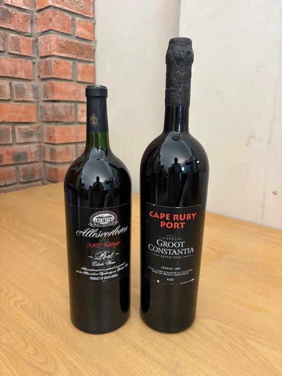 Allesverloren Vintage Port 2002 & Groot Constantia Cape Ruby Port – 2 Bottle Lot