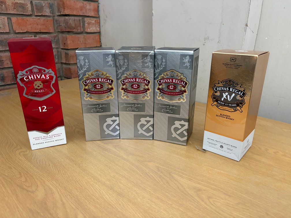 Chivas Regal Scotch Whisky Collection – 5 Boxed Bottle Lot – PREMIUM LOT
