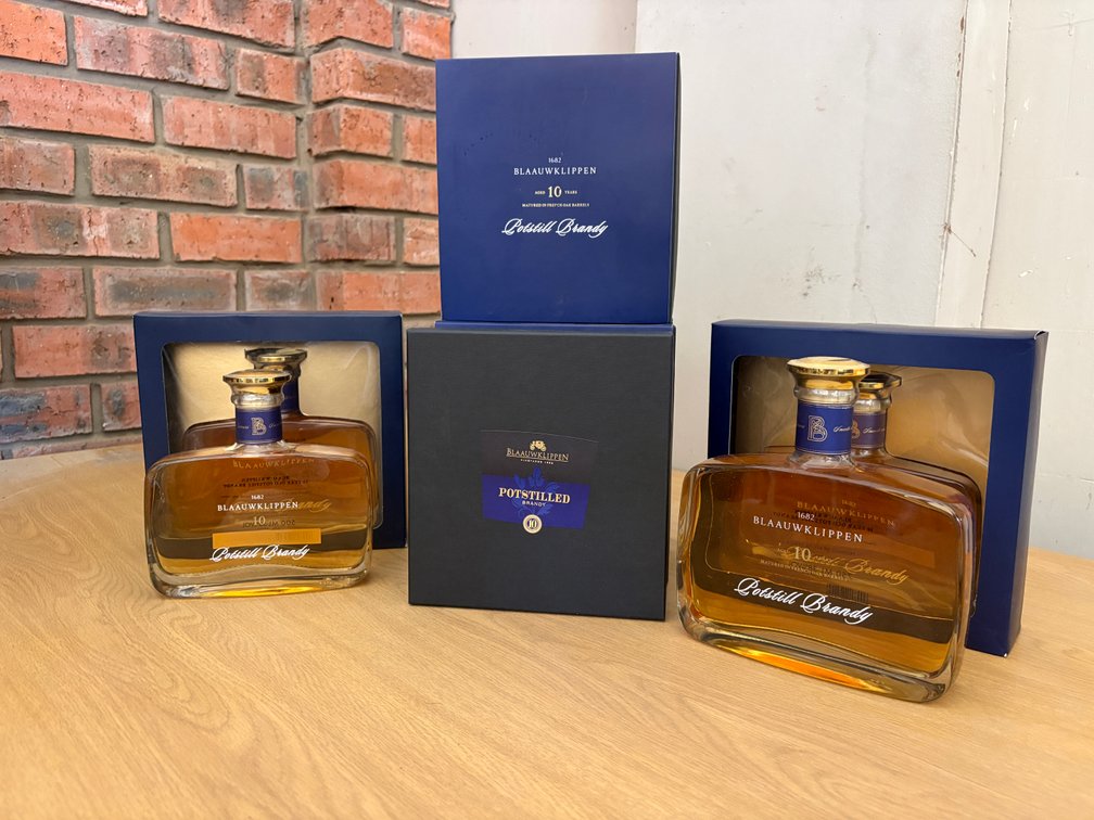 Blaauwklippen 10 Year Potstill Brandy – 4 Boxed Bottle Lot – PREMIUM LOT