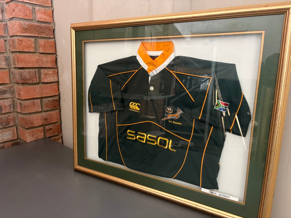 Framed Danie Gerber Signed Springbok Rugby Jersey – HIGHLY COLLECTIBLE