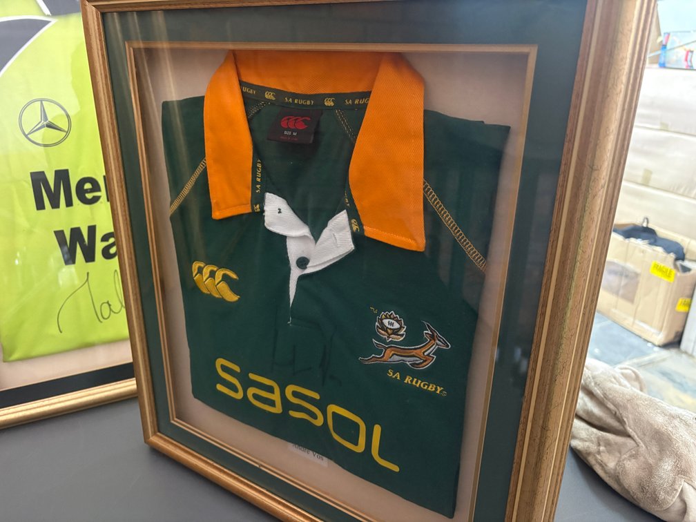Framed Andre Vos Signed Springbok Rugby Jersey – HIGHLY COLLECTIBLE
