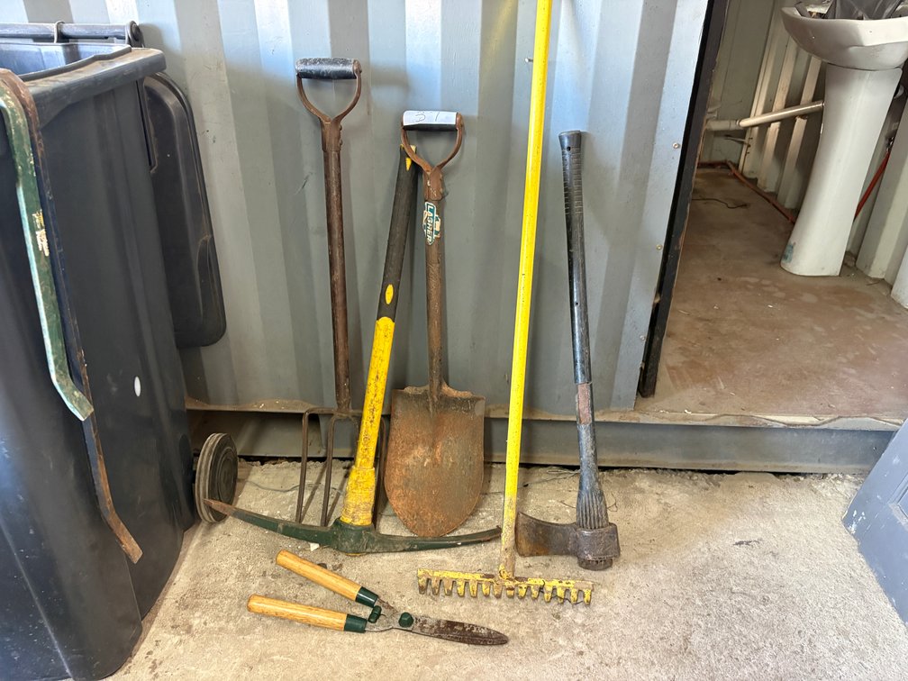 Assorted Garden Tools – Spades, Rake, Shears and More