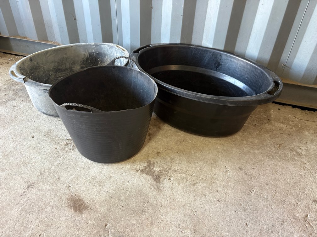 Three Large Plastic and Galvanised Tubs