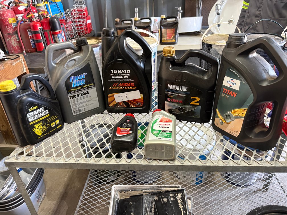 Assorted Engine Oils and Automotive Fluids