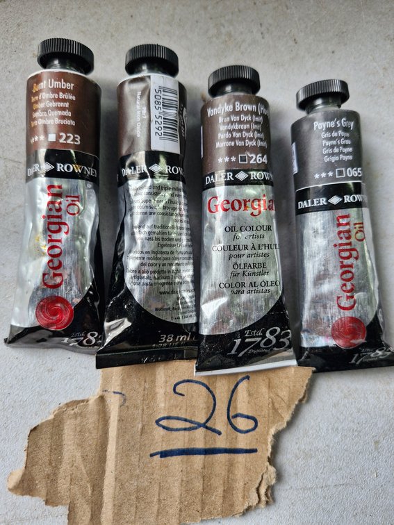 26 Daler-Rowney Georgian Brown and Earth Oil Colours – Mixed Sizes