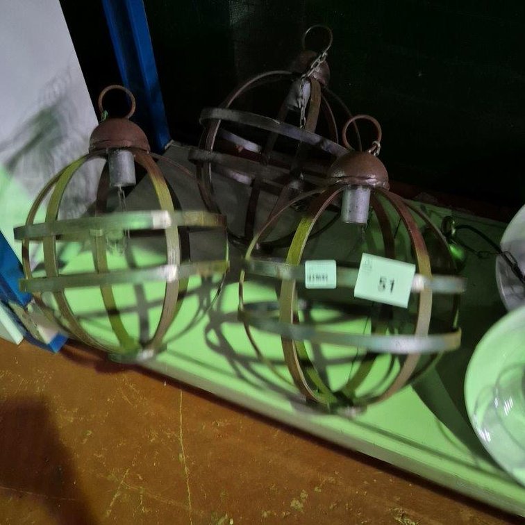 3 x Metal Ball Pendant Lights