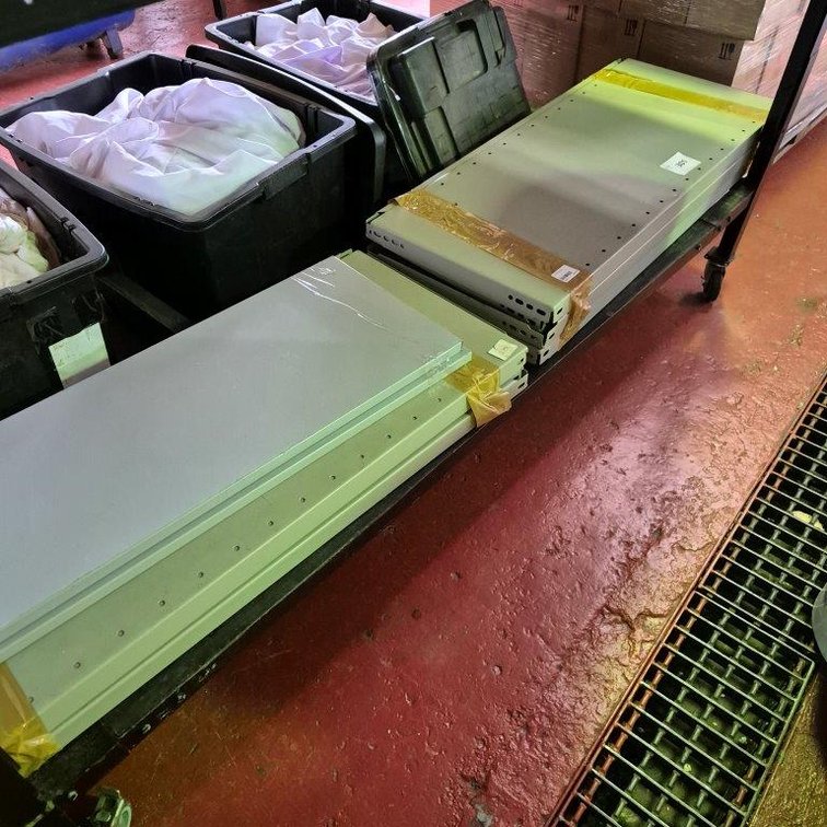 Lot Metal Shelves