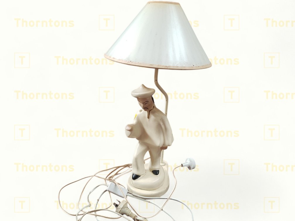 Antique Ceramic Figurine Table Lamp with Shade