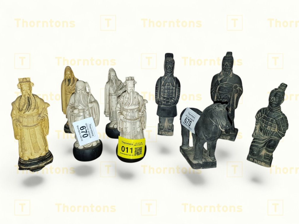 Oriental-Style Miniature Figurines x 9