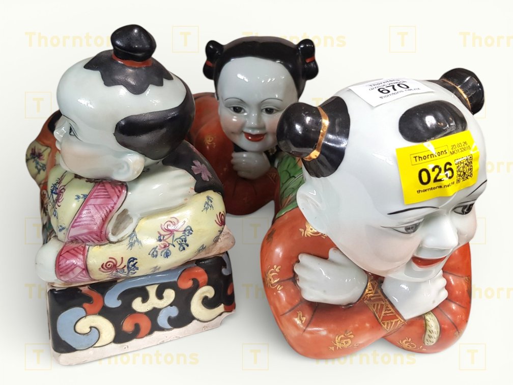 Three Porcelain Figurines Depicting Children